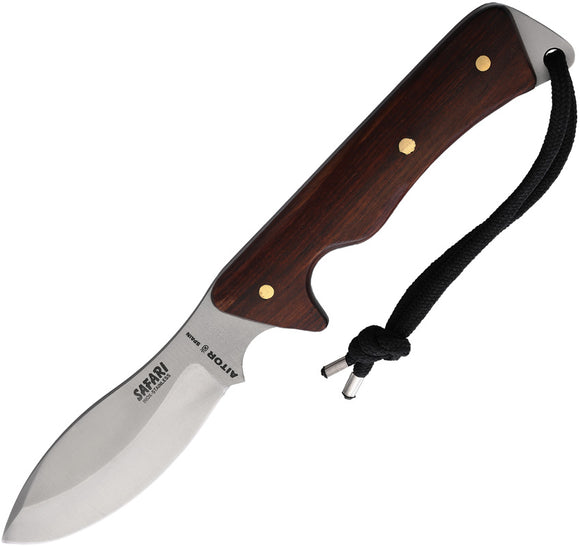 Aitor Safari Jr. Fixed Blade Knife Brown Wood Stainless w/ Belt Sheath 16471