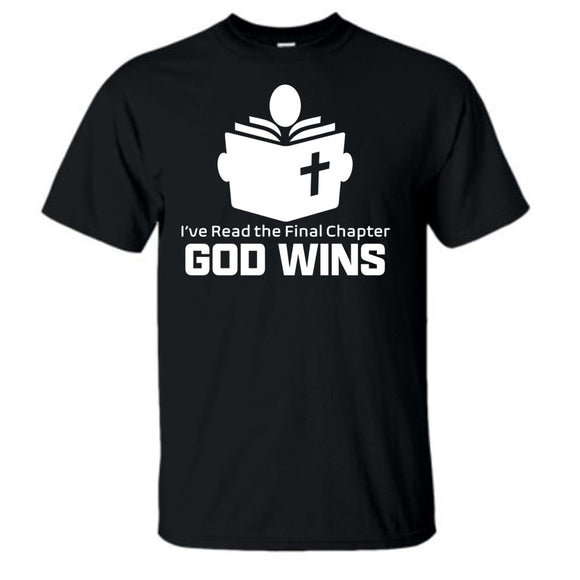 I've Read the Final Chapter God Wins w/ Person Black Short Sleeve AK T-Shirt L