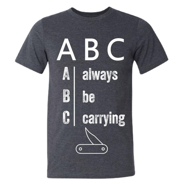ABC: Always Be Carrying Pocket Knives Dark Heather Gray Short Sleeve T-Shirt XL