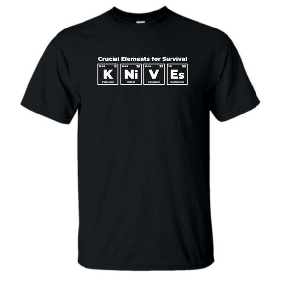Crucial Elements of Survival Knives Black Short Sleeve T-Shirt XL