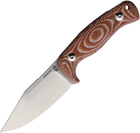 Akeron Eklipse Tan/White Micarta Bohler N690 Steel Fixed Blade Knife 003MI