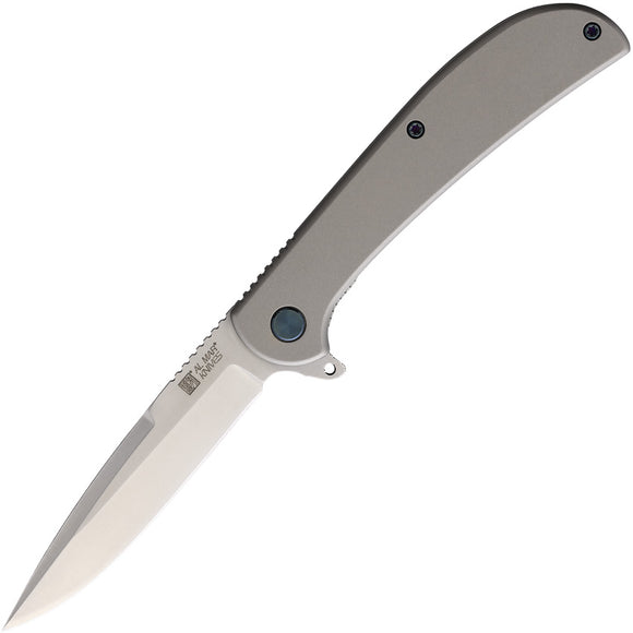 Al Mar Ultra Thin Framelock Gray Stainless Folding Clip Point Pocket Knife 4117
