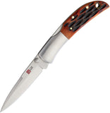 Al Mar Hawk Lockback Honey Jigged Bone Brown Folding AUS-8 Pocket Knife 7002
