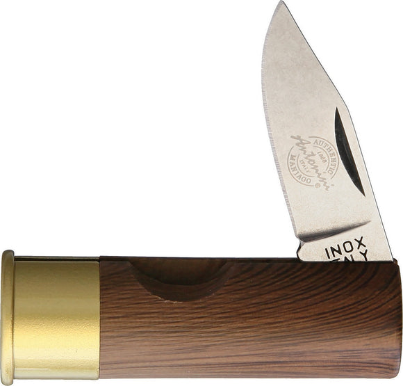 Antonini Shotgun Shell Walnut Wood Stainless Folding Knife 1301CUNC