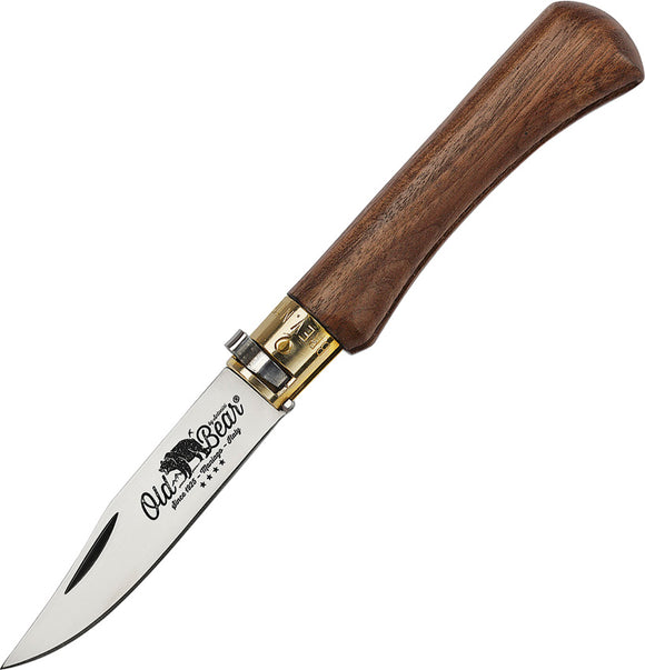 Old Bear Medium Brown Olied Walnut Wood Folding Stainless Pocket Knife 930119