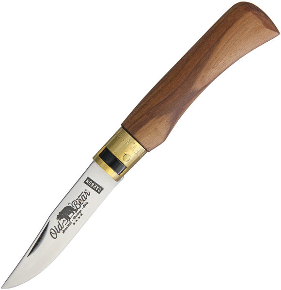 Old Bear Small Classical Walnut Wood Folding Carbon Steel Pocket Knife 930617LN