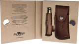 Old Bear Medium Folder Gift Set Brown Wood Folding Pocket Knife 930719LNG