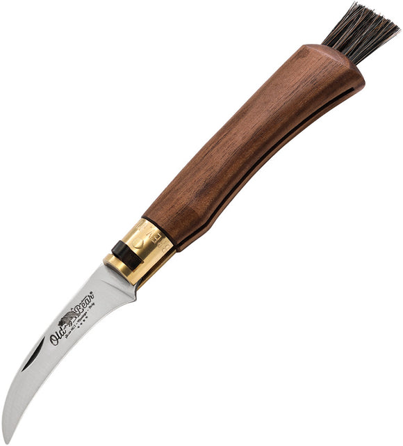Old Bear Mushroom Brown Walnut Wood Folding Stainless Pocket Knife 938719LN