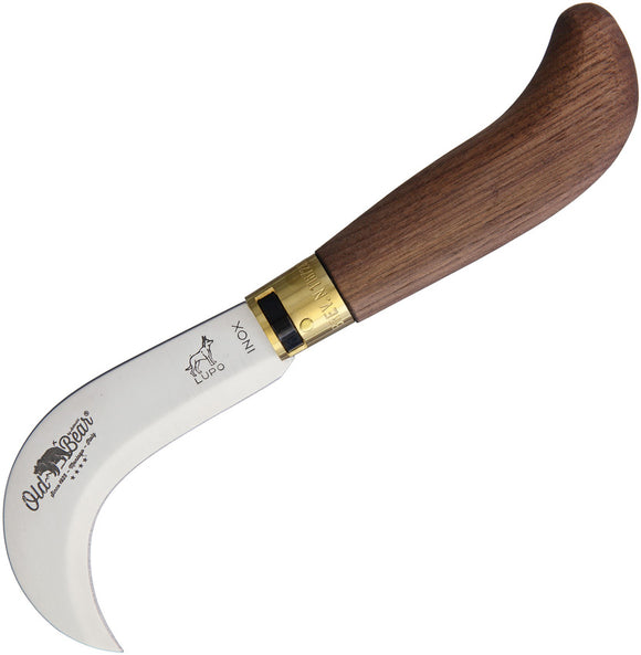 Old Bear Pruning Brown Walnut Wood Folding 420 Stainless Pocket Knife 974721LN