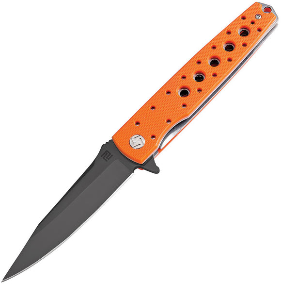 Artisan Virginia Orange G10 Folding Black D2 Steel Pocket Knife 1807PBOEF