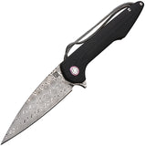 Artisan Archaeo Pocket Knife Linerlock Black Folding Damascus Blade 1821NLBKC