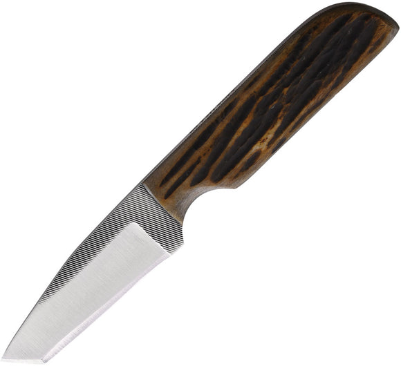 Anza Amber Brown Jigged Bone Stainless Tanto Fixed Blade Knife WKR1AJB