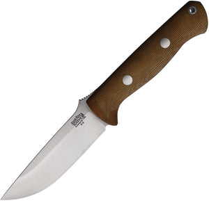 Bark River Bravo 1 Matte Natural Micarta A2 Fixed Blade Knife w/ Sheath  OPEN BOX