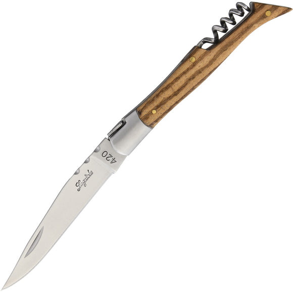 Baladeo Laguiole Zebra Wood Folding Knife with Corkscrew dub042