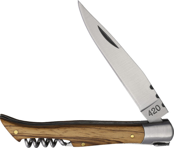 Baladeo Laguiole Corkscrew Zebra Wood Folding Stainless Pocket Knife DUB1042