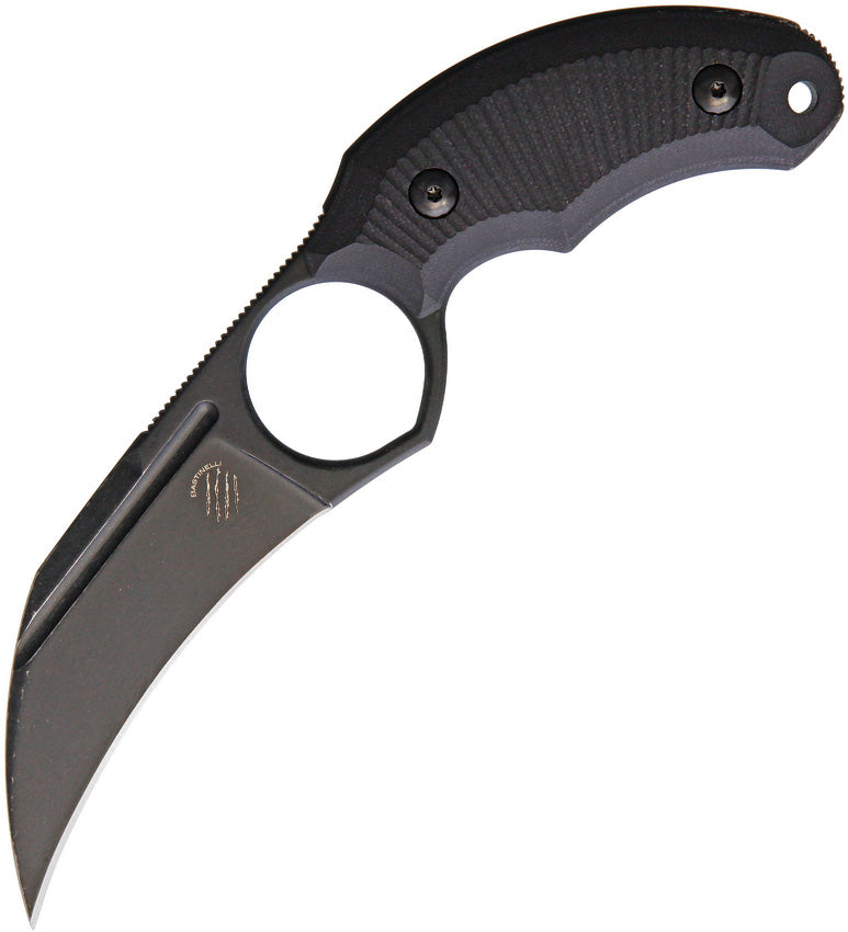 Bastinelli Creations HARPY Black Fixed Blade Knife + Kydex Sheath