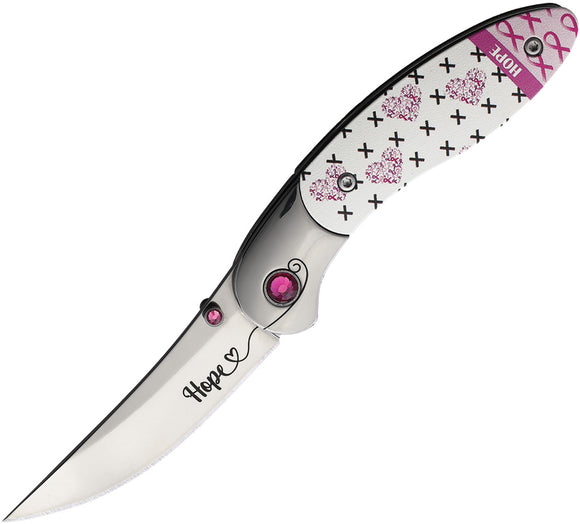 Brighten Blades Hope Linerlock White/Pink Aluminum 8Cr13MoV Folding Pocket Knife 004