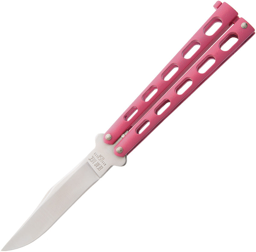 Bear & Son 114PK Butterfly Knife 3-5/8 Blade, Pink Zinc Handles -  KnifeCenter