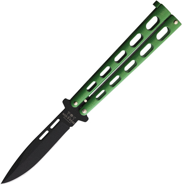 Bear & Son Balisong Green Zinc Stainless Steel Butterfly Knife 115GR