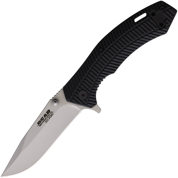 Bear Edge Sideliner Linerlock Black Folding Stainless Steel Pocket Knife 61105
