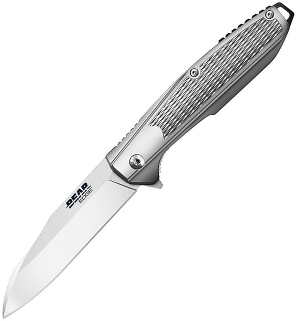 Bear Edge Framelock Smooth Silver Stainless Folding Pocket Knife 61125