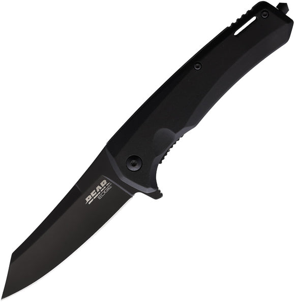 Bear Edge Sideliner Linerlock Black Aluminum Folding Pocket Knife 61127