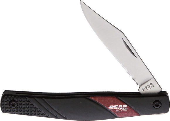 Bear Edge Pen Black/Red Aluminum Folding 440 Stainless Pocket Knife 61530