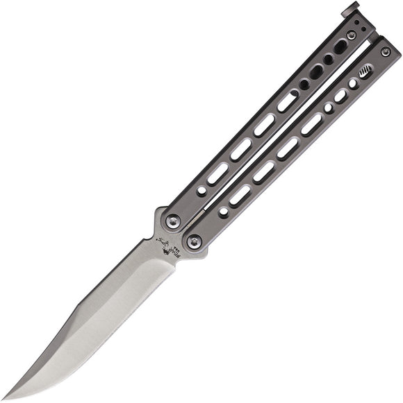 Bear Ops Small Bear Song VII Balisong Gray 154CM Stainless Clip Pt Butterfly Knife 900SSS