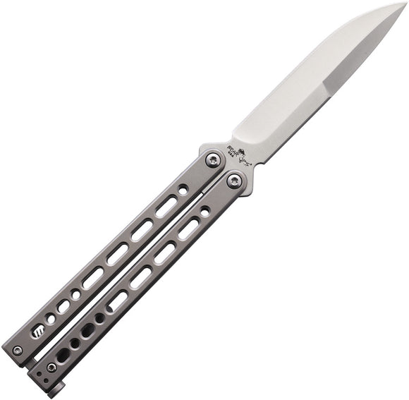 Bear Ops Small Bear Song VII Balisong Gray 154CM Stainless Spear Pt Butterfly Knife 920SSS