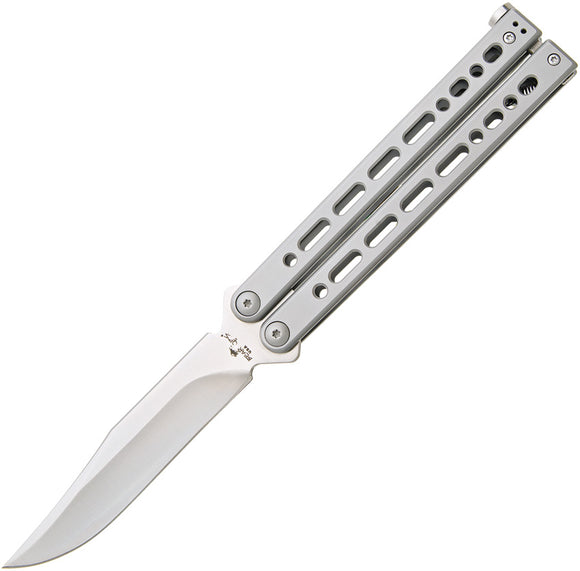 Bear Ops Bear Song VIII Balisong Gray Stainless S35VN Clip Pt Butterfly Knife ANNB800