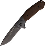 Blackjack Linerlock Brown Smooth Micarta Folding S35VN Steel Pocket Knife 157