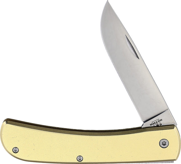 Bear & Son Large Gold Aluminum Folding Stainless Steel Folding Pocket Knife C138