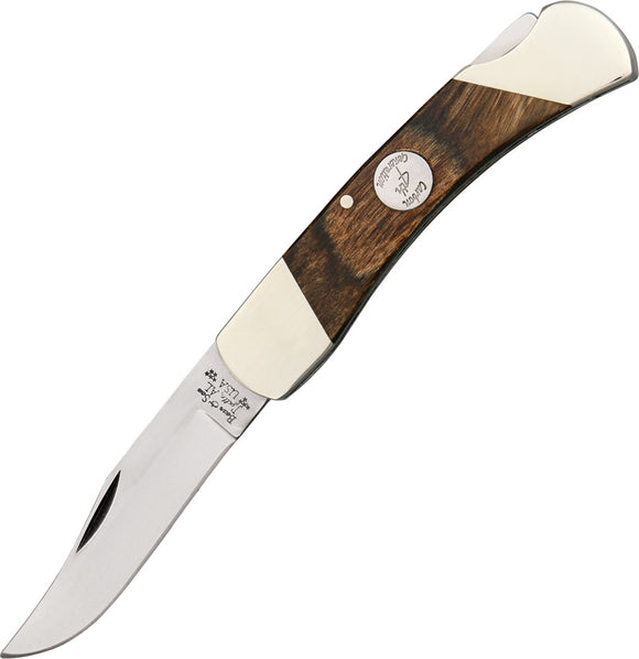 Bear & Son Lockback Brown Wood Folding Stainless Steel Folding Pocket Knife C205