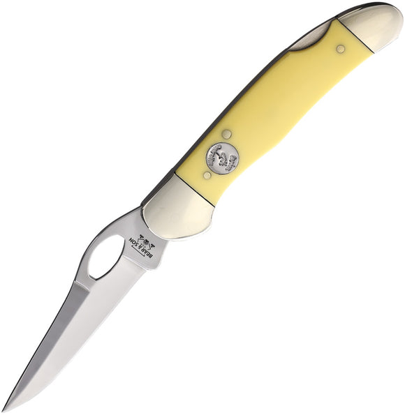Bear & Son Lockback Yellow Delrin Folding Carbon Steel Pocket Knife C3150L