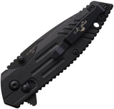Bear Ops Slide Lock Black Sytnehtic Folding D2 Steel Pocket Knife 950B7B