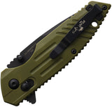 Bear Ops Slide Lock OD Green Synthetic Folding D2 Steel Pocket Knife 950OD7B
