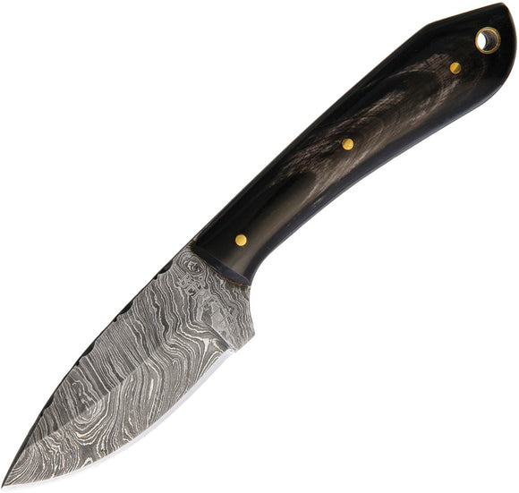 Beretta Short Skinner Buffalo Horn Damascus Steel Fixed Blade Knife 0007