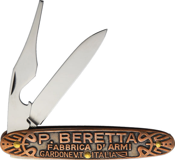 Beretta Coltello Slip-Joint Copper Artwork Stainless Pen Point Pocket Knife 09019