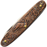 Beretta Coltello Slip-Joint Copper Artwork Stainless Pen Point Pocket Knife 09019