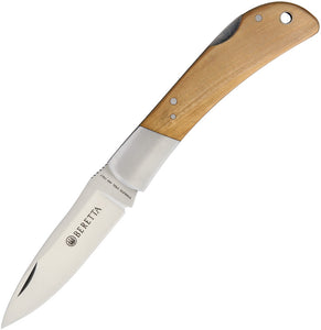 Beretta Olive Wood Handle Lockback Stainless 440 Folding Knife 125IOL