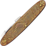 Beretta Coltello Slip-Joint Copper Artwork Stainless Pen Point Pocket Knife 490