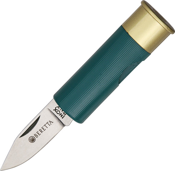 Beretta Shotshell Green Shotgun Shell Handle 420 Stainless Folding Knife 70GR