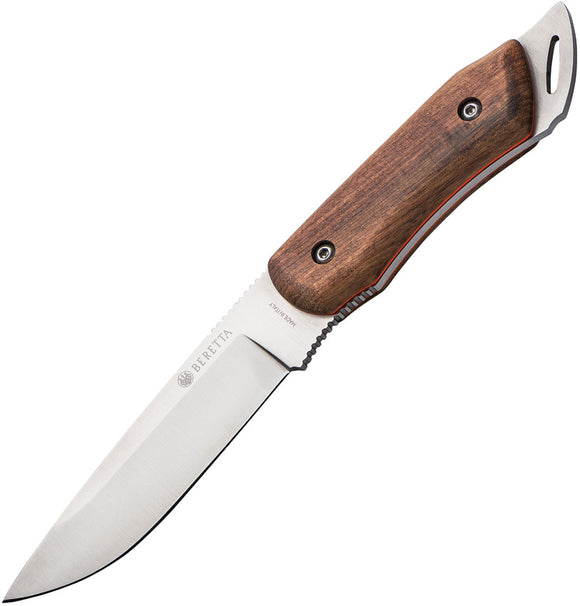 Beretta Roan Walnut 440 Stainless Drop Point Fixed Blade Knife w/ Sheath 93524