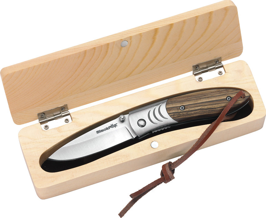 Black Fox BF 70 Linerlock Zebra Wood Folding Stainless Pocket