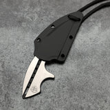 Begg Knives Tree Frog Black & Satin AUS-10 Fixed Blade Neck Knife w/ Sheath 021B