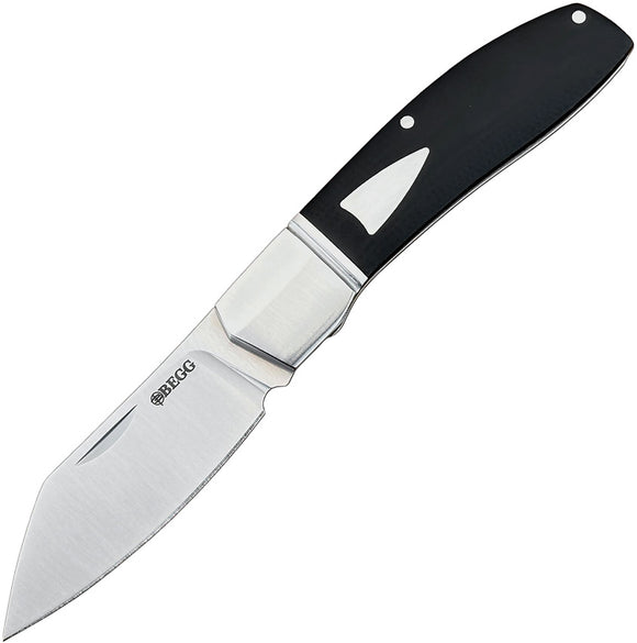 Begg Knives Sheepsfoot Slip Joint Black G10 & Stainless Folding 14C28N Pocket Knife 035
