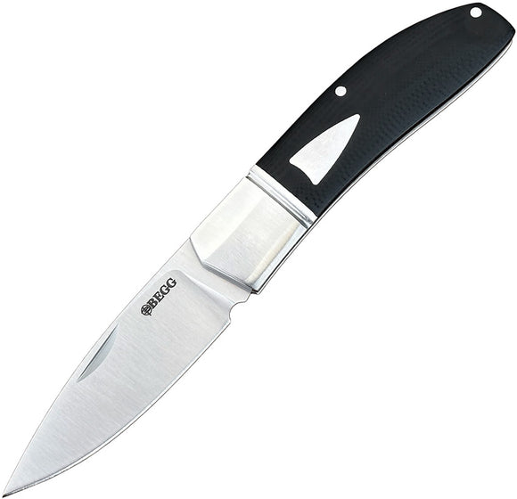 Begg Knives Drop Point Slip Joint Black G10 & Stainless Folding 14C28N Pocket Knife 037