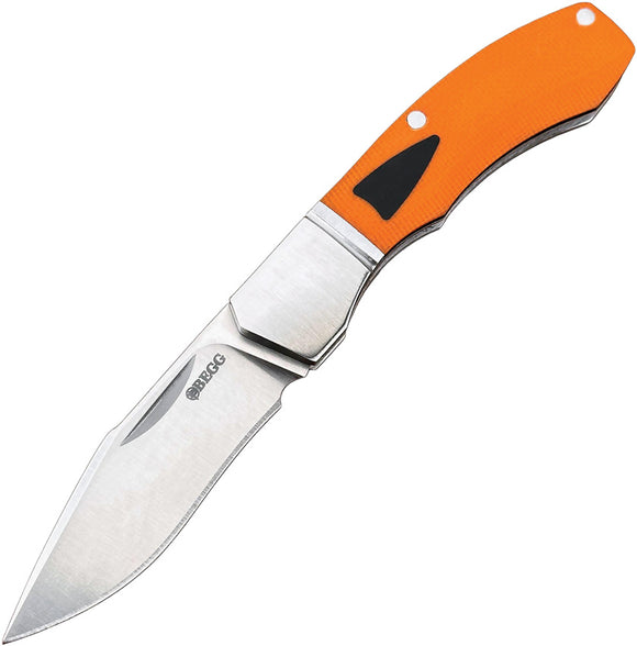 Begg Knives Recurve Mini Hunter Slip Joint Orange & Black G10 & Stainless Folding 14C28N Knife 042