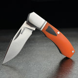 Begg Knives Recurve Mini Hunter Slip Joint Orange & Black G10 & Stainless Folding 14C28N Knife 042