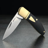 Begg Knives Drop Point Mini Slip Joint Black G10 & Brass Folding 14C28N Pocket Knife 045